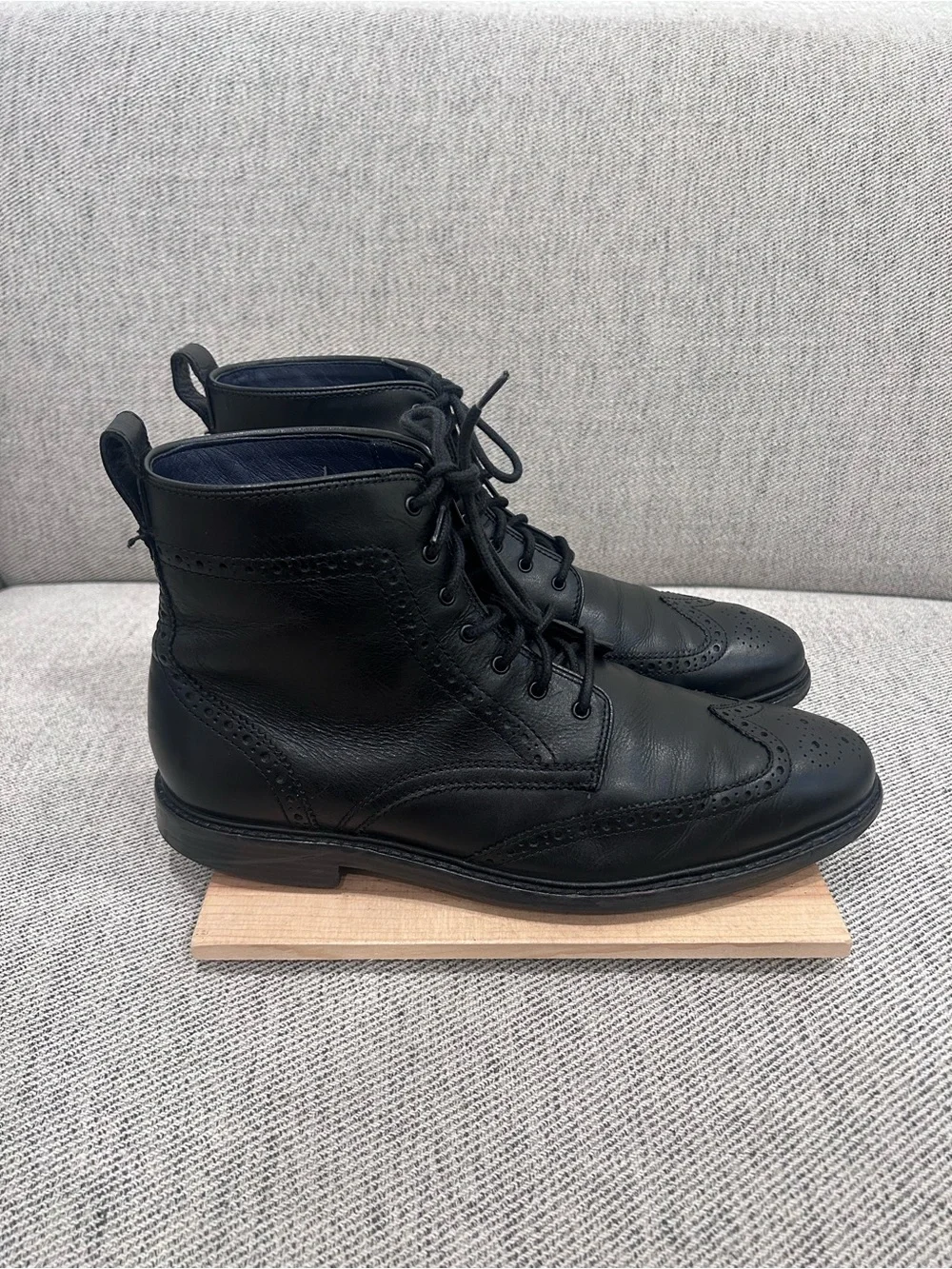 Cole Haan Black Leather Brogue Chukka Boots